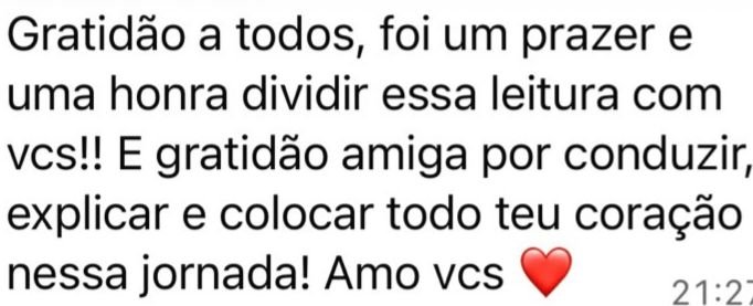 Mensagem de uma participante da Jornada Relembrar