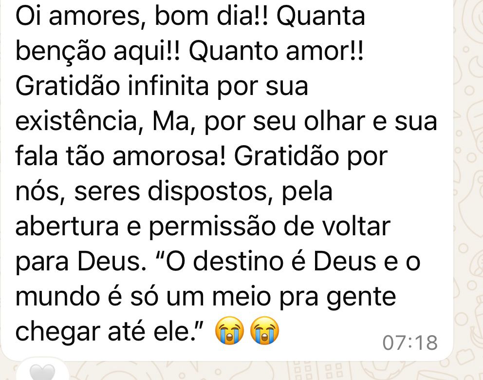 Mensagem de uma participante da Jornada Relembrar