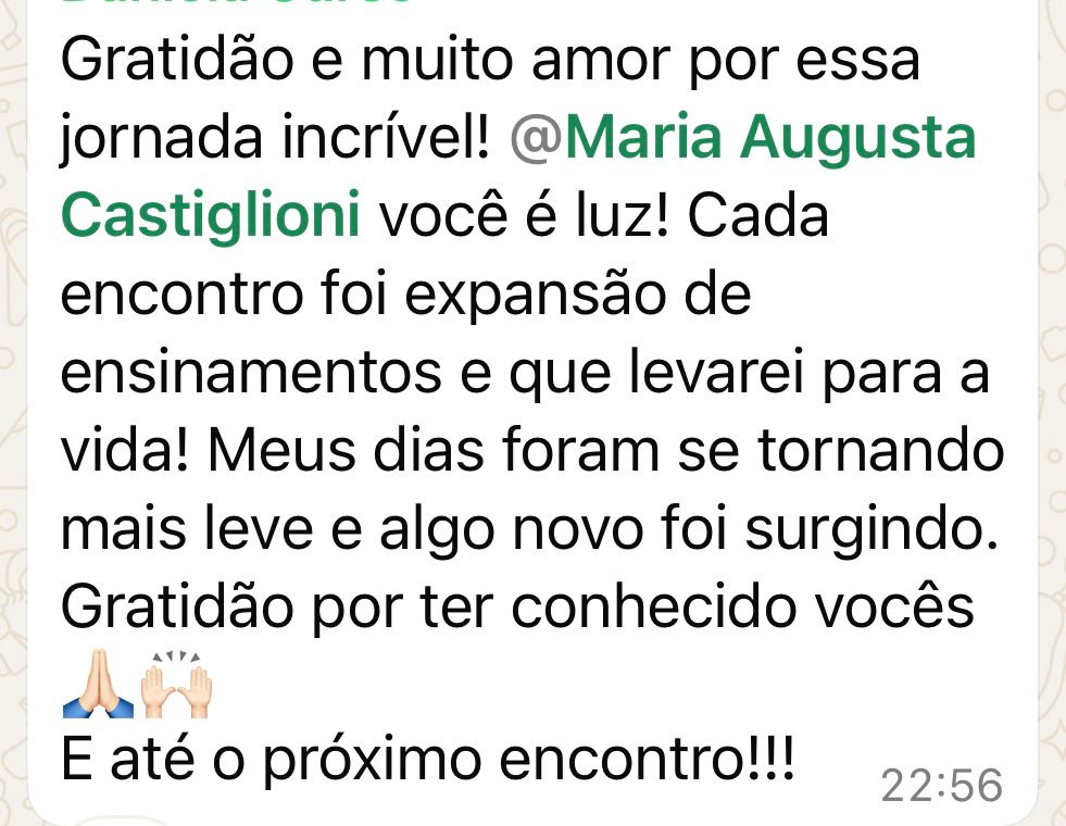 Mensagem de uma participante da Jornada Relembrar