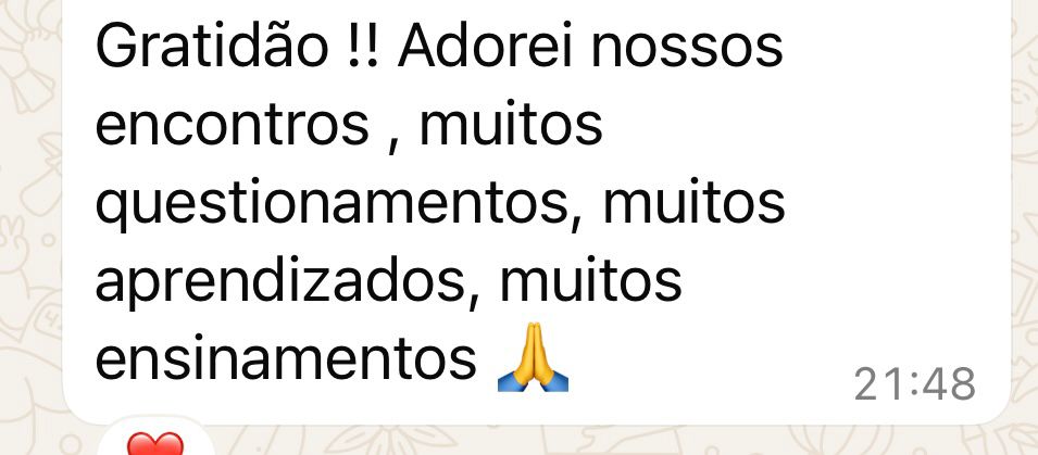 Mensagem de uma participante da Jornada Relembrar